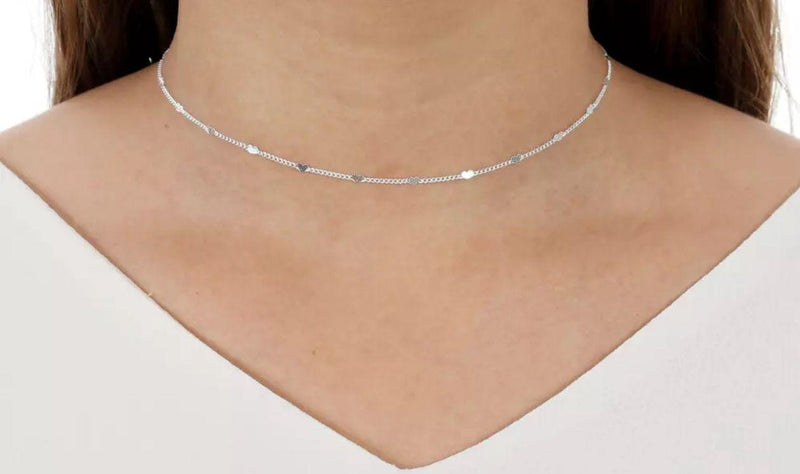 Heart Choker Necklace – Silver-Plated Elegance