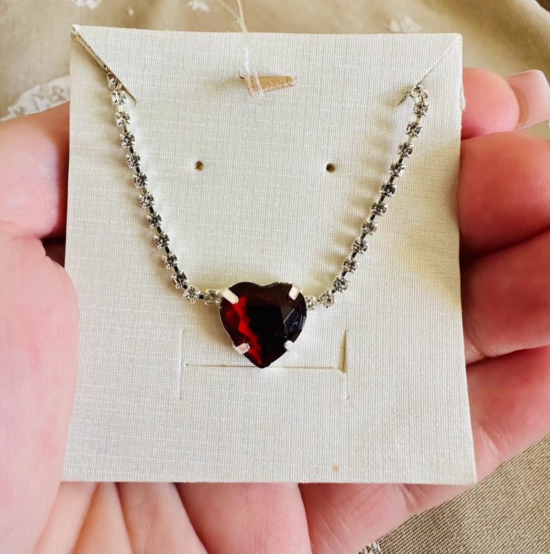 Riviera Necklace with Natural Stone Heart Pendant