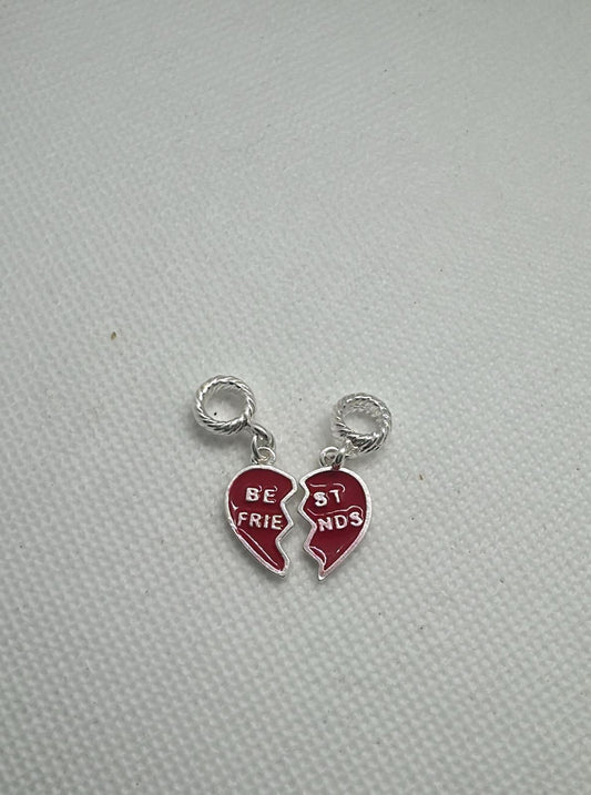 Set of 2 Silver-Plated Charms – Broken Heart Design