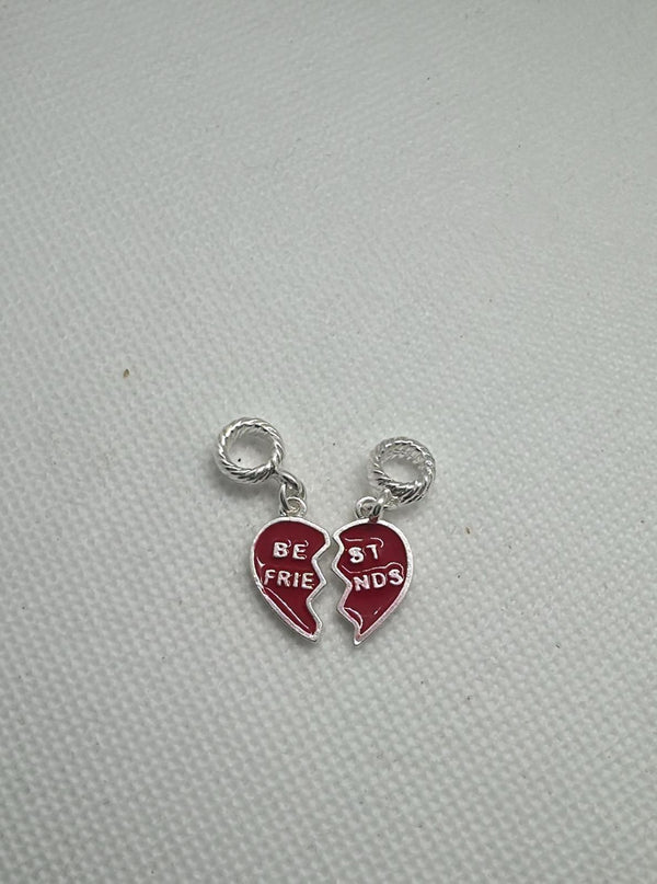 Set of 2 Silver-Plated Charms – Broken Heart Design