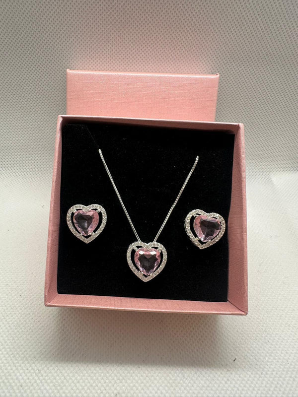 Heart Jewelry Set – Silver-Plated Finish