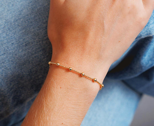Gold-Plated Bead Bracelet – Elegant & Chic