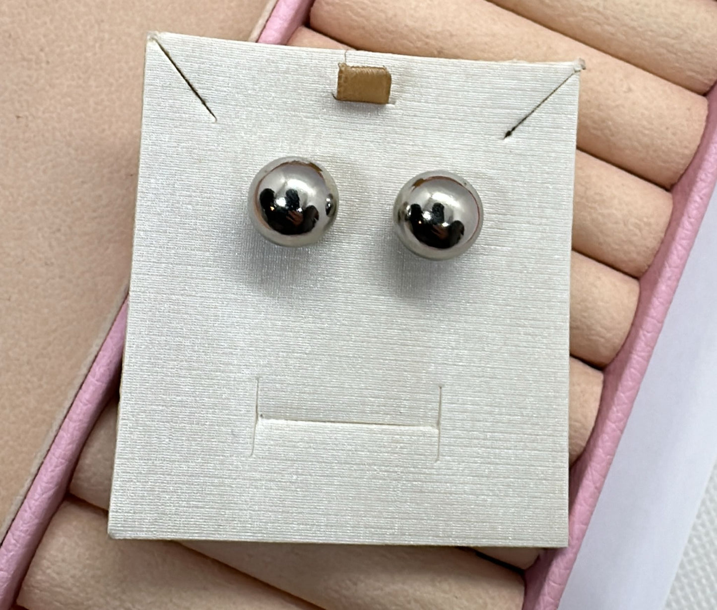 Ball Earrings – White Rhodium-Plated Elegance