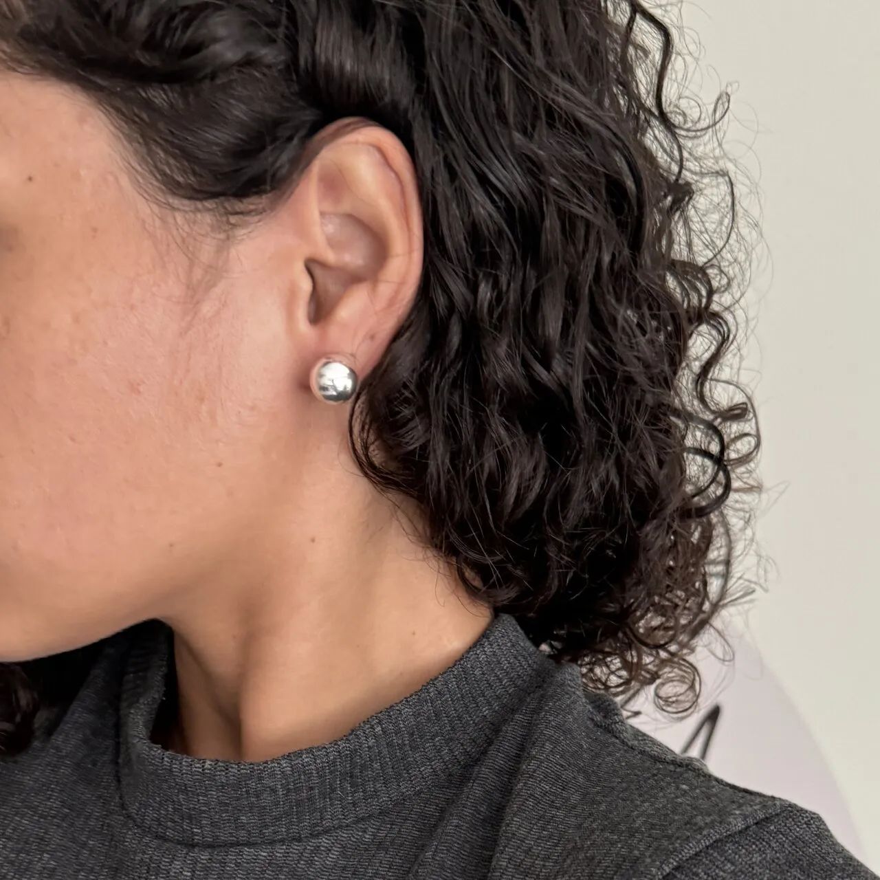 Ball Earrings – White Rhodium-Plated Elegance