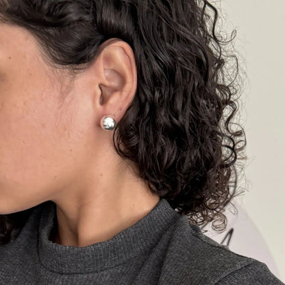 Ball Earrings – White Rhodium-Plated Elegance