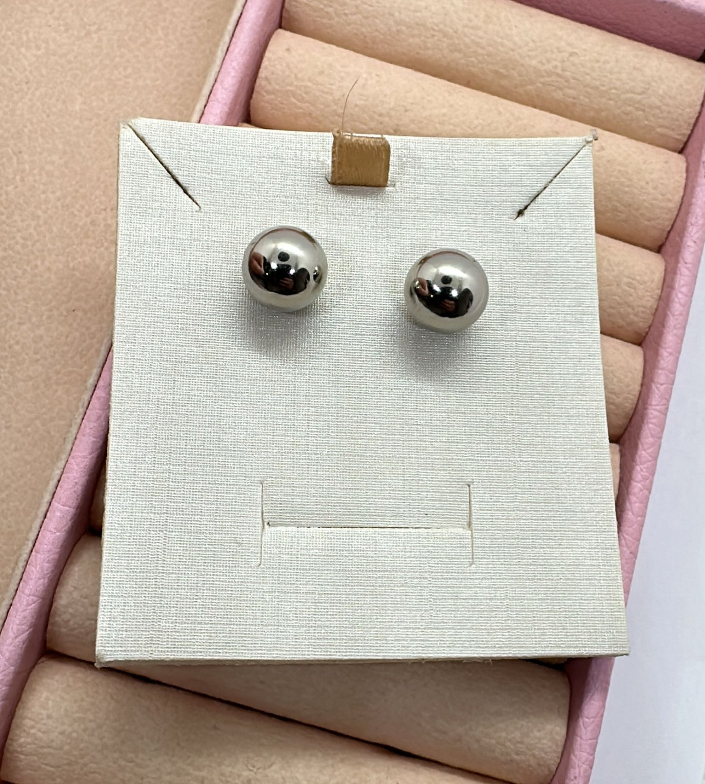 Ball Earrings – White Rhodium-Plated Elegance