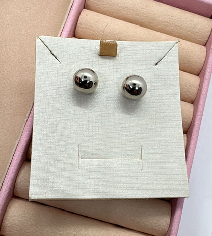 Ball Earrings – White Rhodium-Plated Elegance