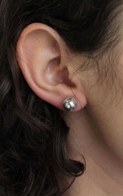 Ball Earrings – White Rhodium-Plated Elegance