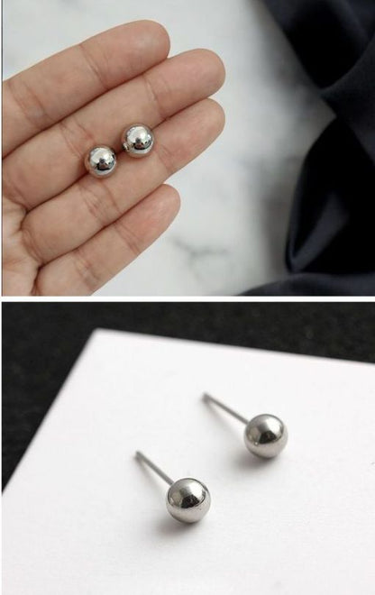 Ball Earrings – White Rhodium-Plated Elegance