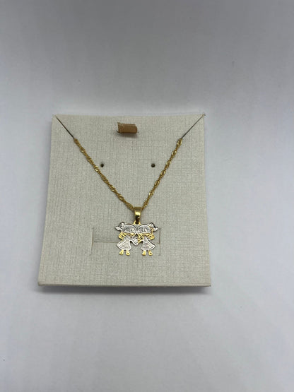 Necklace with Pendant of Two Girls