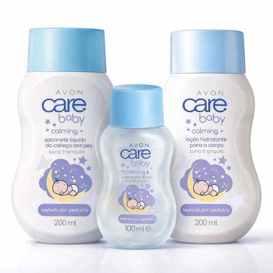 Kit Avon Care Baby Calming Hidratante + Colônia + Sabonete Líquido – Avon