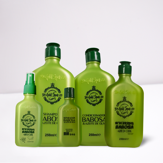 Kit Babosa Gold Spell – Shampoo, Condicionador, Máscara, Reparador e Smell