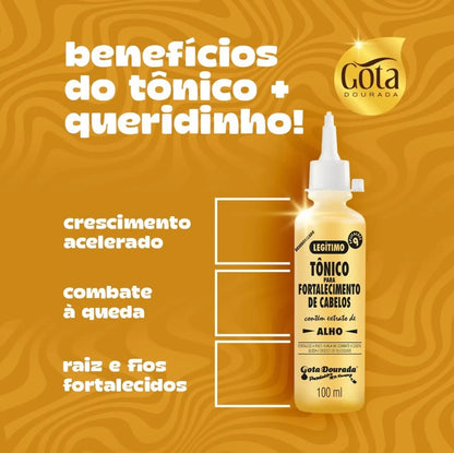 Kit 3 Tônicos de Alho Gota Dourada 100ml – Fortalecimento Capilar e Crescimento Saudável