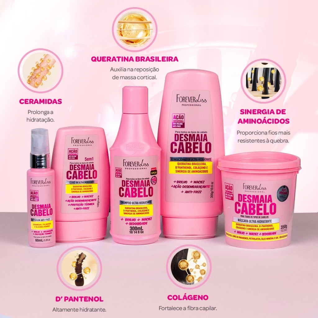 Kit Desmaia Cabelo Forever Liss – Shampoo, Máscara, Condicionador e Sérum