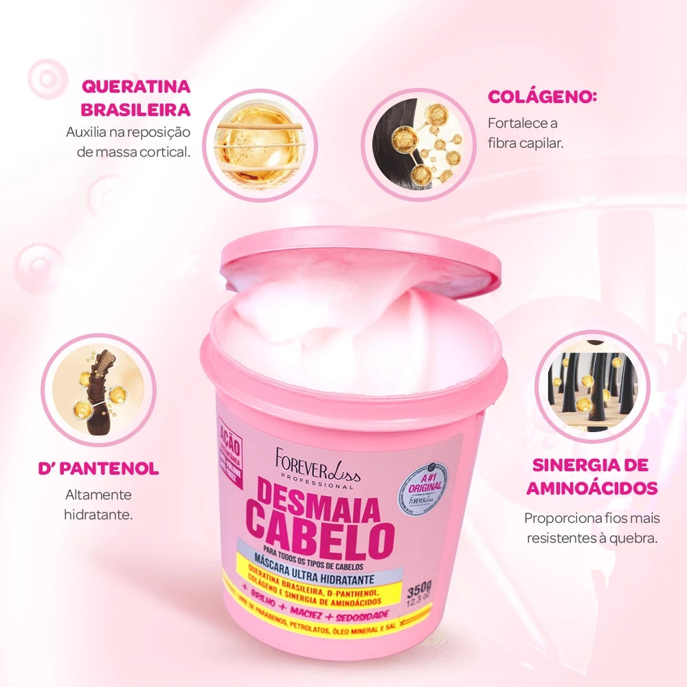 Kit Desmaia Cabelo Forever Liss – Shampoo, Máscara, Condicionador e Sérum