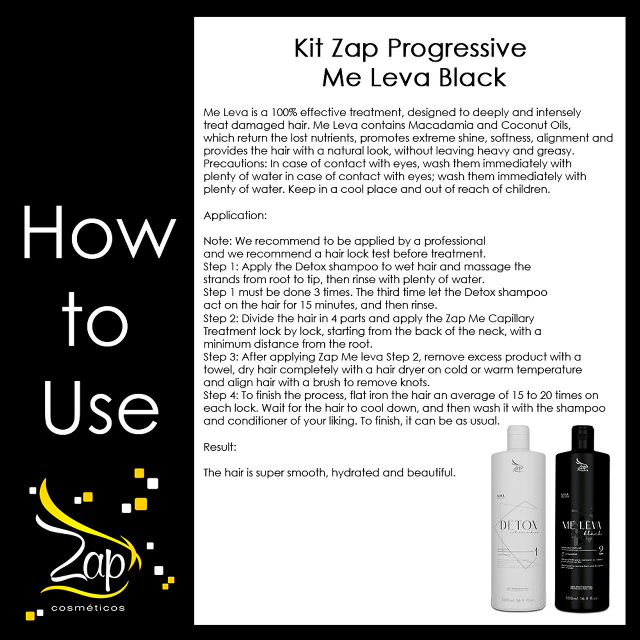 Zap Kit Progressiva Definitiva + Shampoo Detox 1 Litro Cada