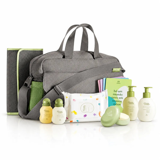 Kit Natura Mamãe e Bebê 8 Itens com Bolsa e Trocador