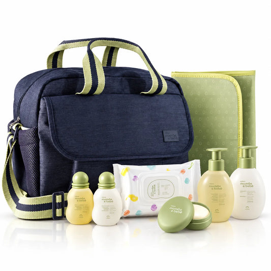 Kit Natura Mamãe e Bebê 8 Itens com Bolsa e Trocador