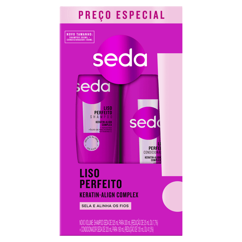 Kit Seda Liso Perfeito – Shampoo 300ml + Condicionador 190ml