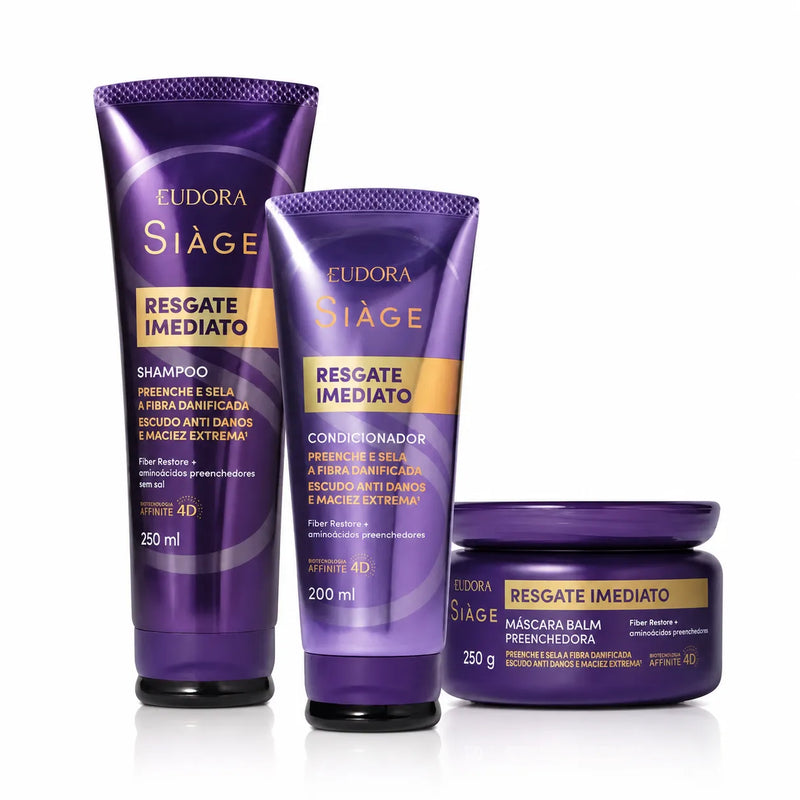 Kit Siàge Resgate Imediato Shampoo + Condicionador + Máscara – Eudora