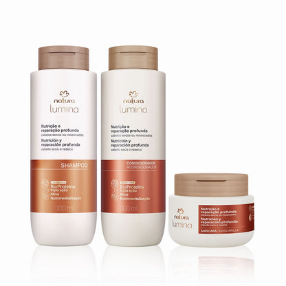 Sistema Lumina – Nutrição & Reparação Profunda para Cabelos Secos ou Ressecados