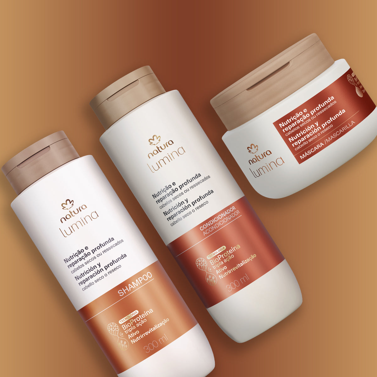 Sistema Lumina – Nutrição & Reparação Profunda para Cabelos Secos ou Ressecados