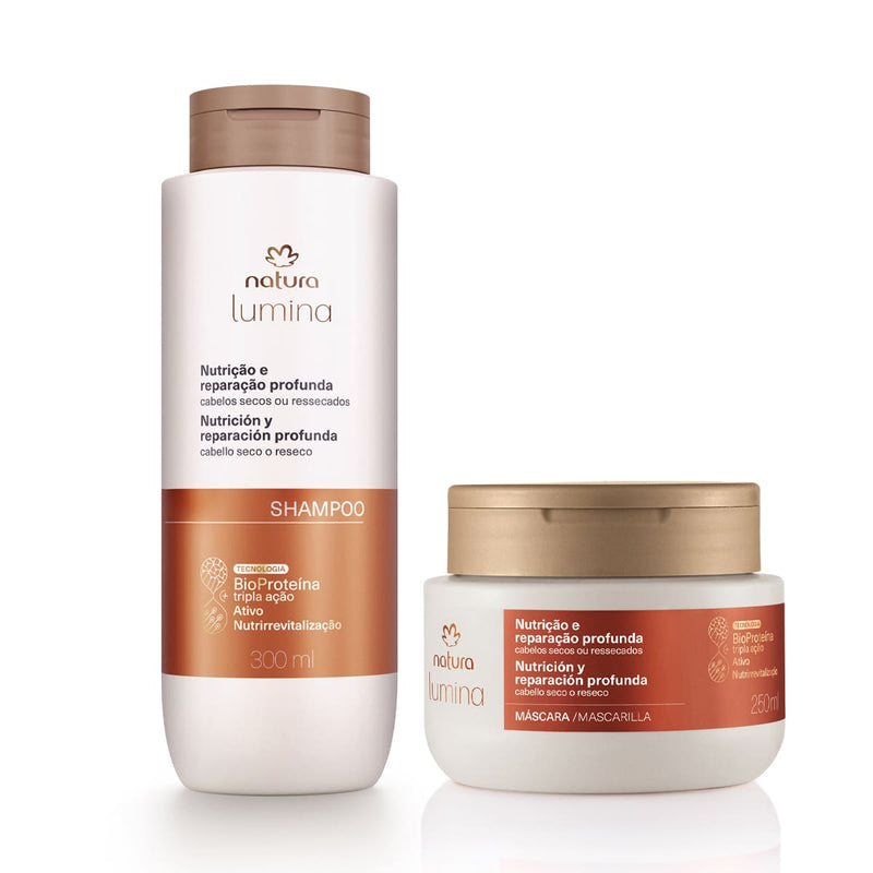 Sistema Lumina – Nutrição & Reparação Profunda para Cabelos Secos ou Ressecados