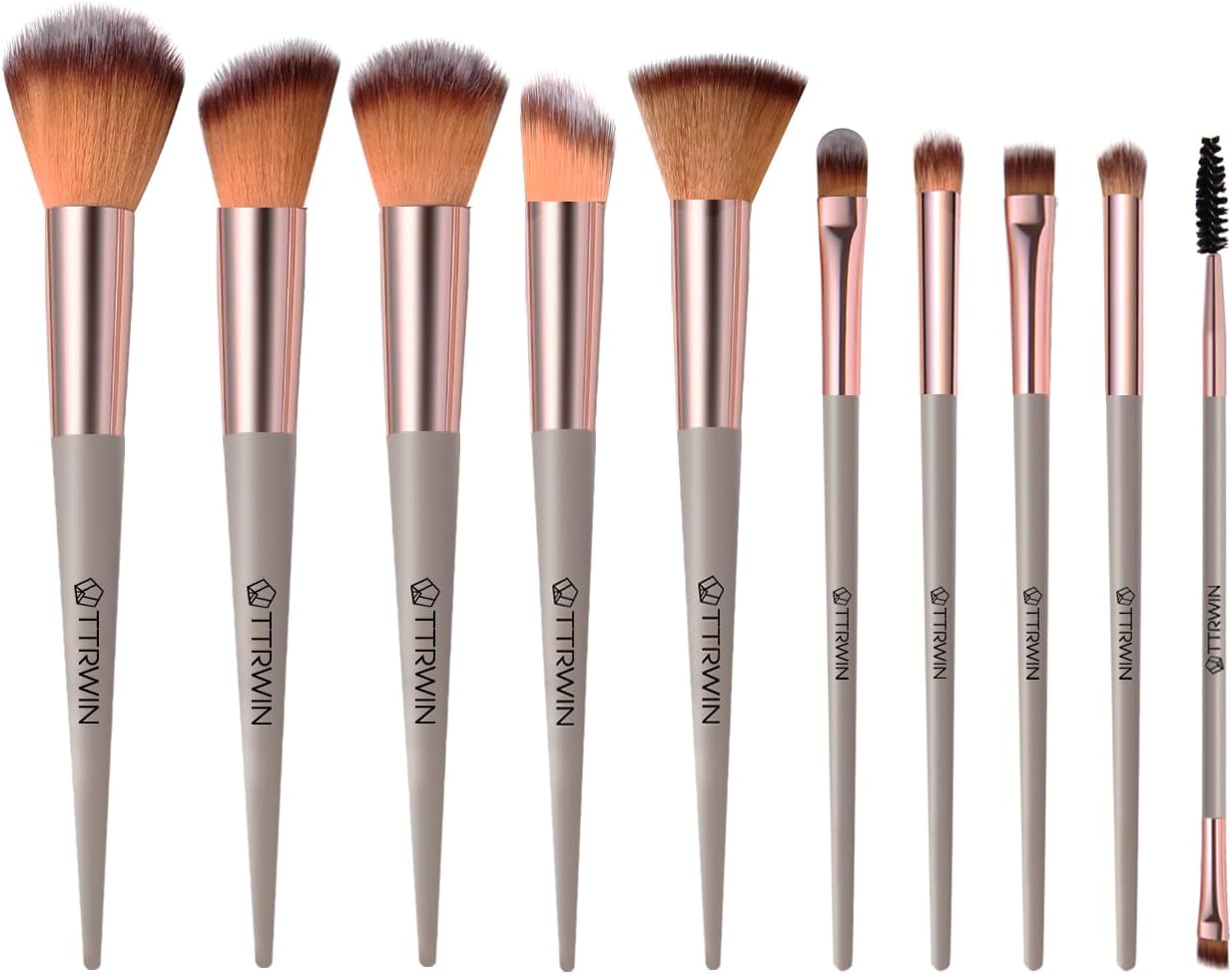 Kit de Pincéis de Maquiagem Profissional 8 Peças com Estojo em Couro PU – Bege