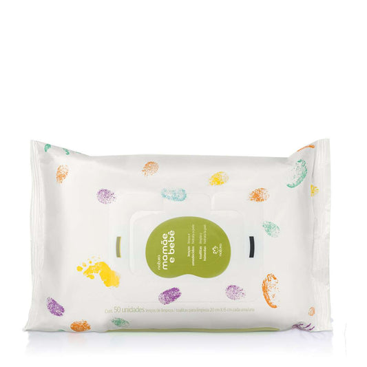 Lenço Umedecido Mamãe e Bebê (50 unidades) – Suavidade para a Pele Sensível do Bebê