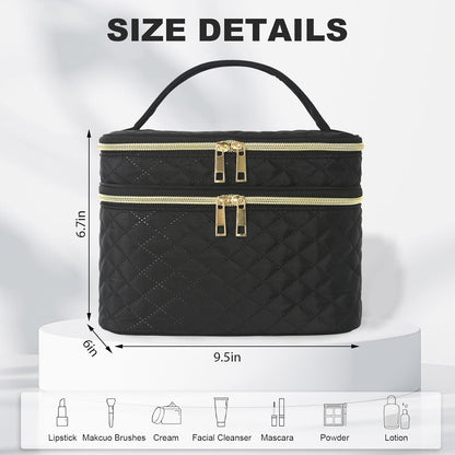 Nécessaire Grande de Viagem com Duas Camadas e Compartimentos para Pincéis – Preta