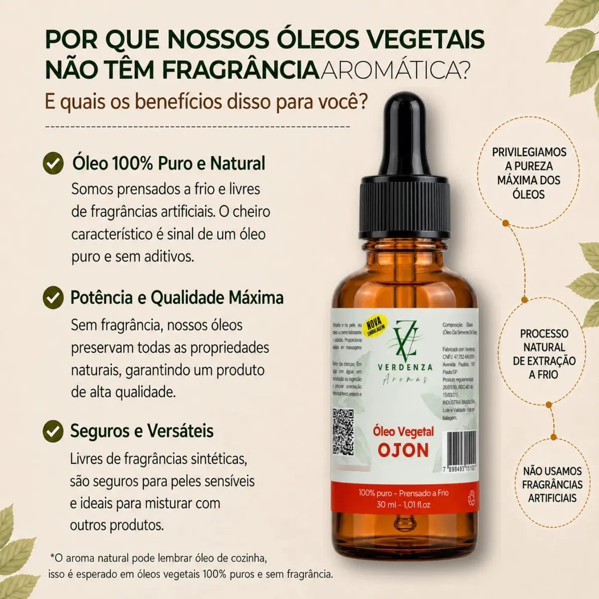 Óleo Vegetal de Ojon 30ml – Verdenza Aromas