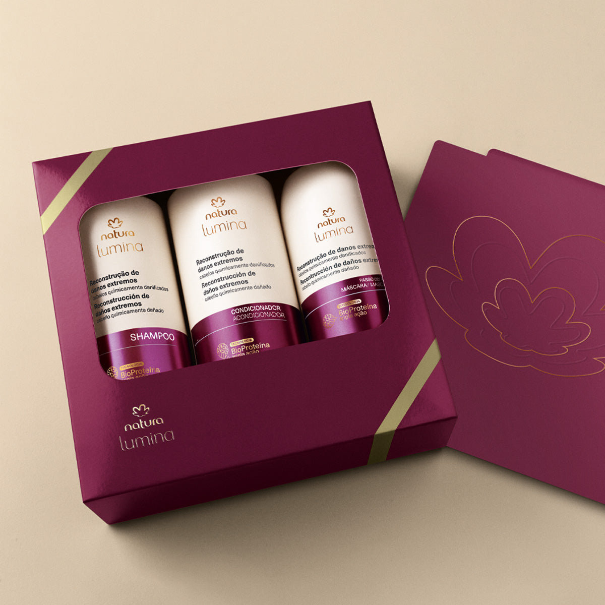 Presente Natura Lumina Reconstrução – 3 produtos + caixa exclusiva
