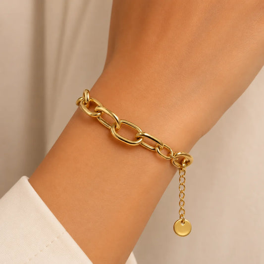 Pulseira Elo Corrente Banhada a Ouro