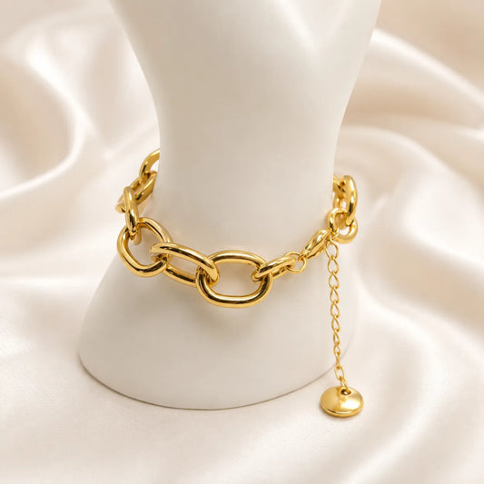 Pulseira Elo Corrente Banhada a Ouro
