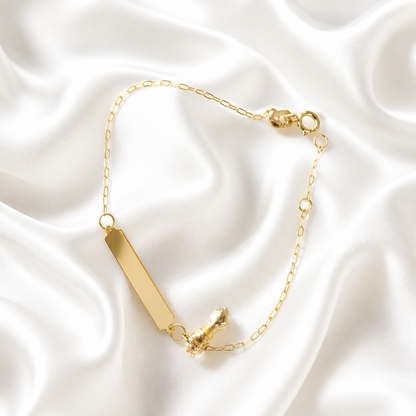 Pulseira Infantil Ouro 18K com Pingente de Figa – Personalizável