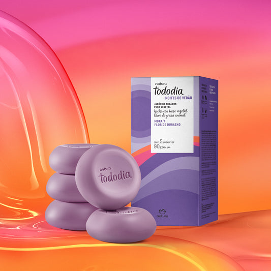 Sabonete em Barra Puro Vegetal Tododia Amora e Flor de Pêssego – Caixa com 5 Unidades