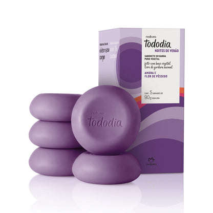 Sabonete em Barra Puro Vegetal Tododia Amora e Flor de Pêssego – Caixa com 5 Unidades