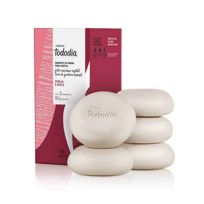Natura Tododia – Sabonete em Barra Puro Vegetal Cereja e Avelã (5x90g)