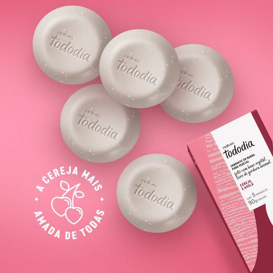 Natura Tododia – Sabonete em Barra Puro Vegetal Cereja e Avelã (5x90g)