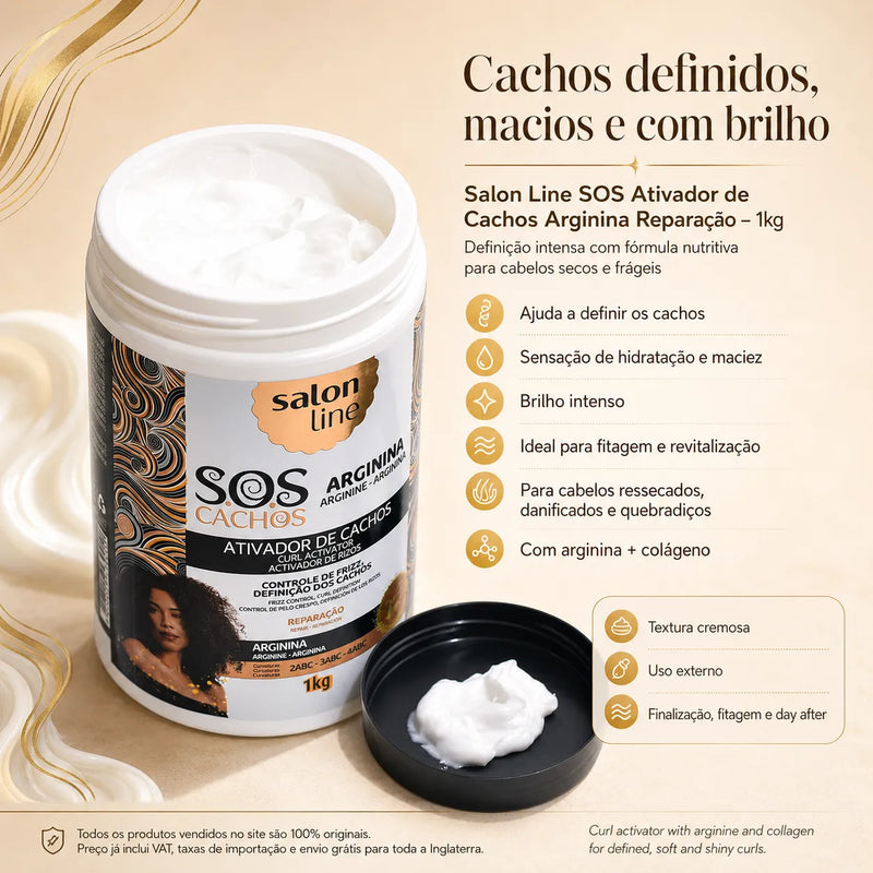 Salon Line SOS Ativador de Cachos Arginina Reparação – 1kg