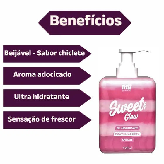 Hidratante Íntimo Sweet Glow – 320ml | Sabor Chiclete