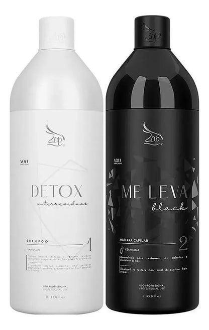 Zap Kit Progressiva Definitiva + Shampoo Detox 1 Litro Cada