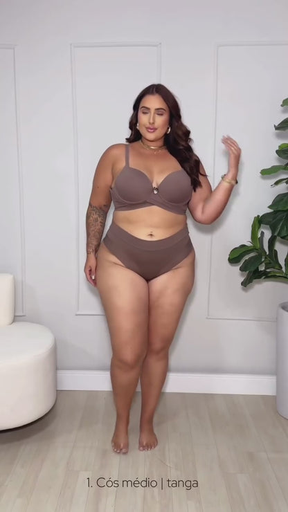 Calcinha Cós Médio Semi Fio Duplo Chocolate