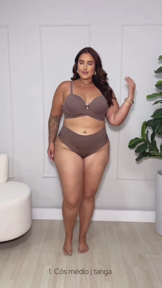 Calcinha Cós Médio Semi Fio Duplo Chocolate