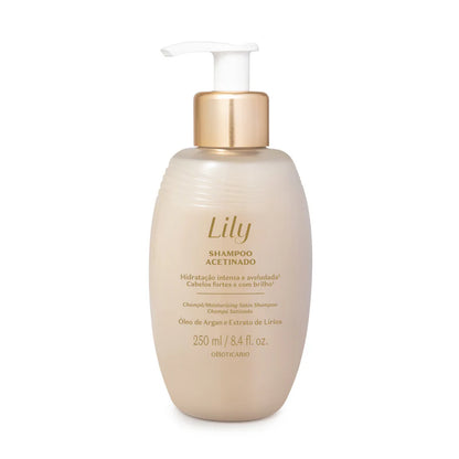 Linha Acetinada Lily | Shampoo e Condicionador 250ml – Hidratação e Brilho para Cabelos