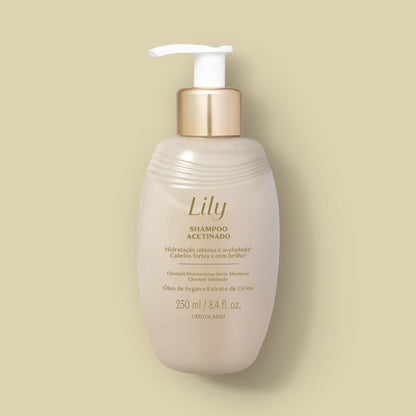Linha Acetinada Lily | Shampoo e Condicionador 250ml – Hidratação e Brilho para Cabelos